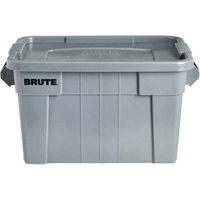 Bac de stockage Brute avec couvercle, 27,88” p x 17,38” la x 15,13” h, Capacit&eacute; 160 lb, Gris Action Paper