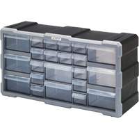 Drawer Cabinet, Plastic, 22 Drawers, 19-1/2" x 6-1/4" x 10", Black Action Paper