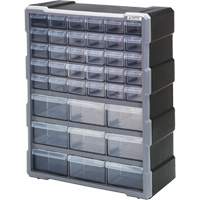 Drawer Cabinet, Plastic, 39 Drawers, 15" x 6-1/4" x 18-3/4", Black Action Paper