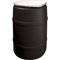 Polyethylene Drums, 55 US gal (45 imp. gal.), Open Top, Black Action Paper