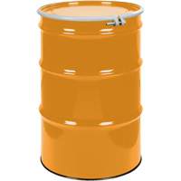 Steel Drums, 55 US gal (45 imp. gal.), Unlined, Orange, Open Top, UN1A2/Y1.5/150, 16 Gauge Action Paper