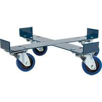 Drum Dolly, Steel, 1400 lbs. Capacity, 24" Diameter, Blue Elastic Casters Action Paper