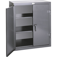 Armoires de rangement hauteur comptoir, Acier, 2 Tablettes, 36" h x 24" la x 20" P, Gris Action Paper