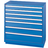 Drawer Cabinets, 7 Drawers, 40-1/4" W x 22-1/2" D x 41-3/4" H, Bright blue Action Paper