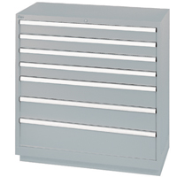 Drawer Cabinets, 7 Drawers, 40-1/4" W x 22-1/2" D x 41-3/4" H, Grey Action Paper