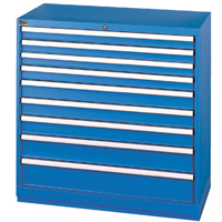 Drawer Cabinets, 9 Drawers, 40-1/4" W x 22-1/2" D x 41-3/4" H, Bright blue Action Paper