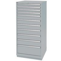 Drawer Cabinets, 11 Drawers, 28-1/4" W x 28-1/2" D x 59-1/2" H, Grey Action Paper