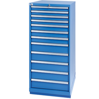 Drawer Cabinets, 12 Drawers, 28-1/4" W x 28-1/2" D x 59-1/2" H, Bright blue Action Paper