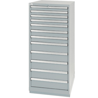 Drawer Cabinets, 12 Drawers, 28-1/4" W x 28-1/2" D x 59-1/2" H, Grey Action Paper