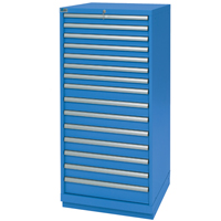 Drawer Cabinets, 15 Drawers, 28-1/4" W x 28-1/2" D x 59-1/2" H, Bright blue Action Paper