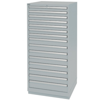 Drawer Cabinets, 15 Drawers, 28-1/4" W x 28-1/2" D x 59-1/2" H, Grey Action Paper