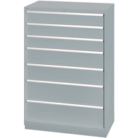 Drawer Cabinets, 7 Drawers, 40-1/4" W x 22-1/2" D x 59-1/2" H, Grey Action Paper