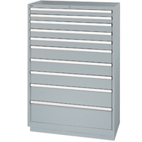Drawer Cabinets, 10 Drawers, 40-1/4" W x 22-1/2" D x 59-1/2" H, Grey Action Paper