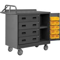 Mobile Workbench Cabinet with Bins, Steel Surface Action Paper