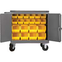Mobile Workbench Cabinet with Bins, Steel Surface Action Paper