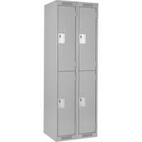 Clean Line Lockers, 2 -tier, Bank of 2, 24" x 18" x 72", Steel, Grey, Rivet (Assembled) Action Paper