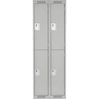 Clean Line Lockers, 2 -tier, Bank of 2, 24" x 18" x 72", Steel, Grey, Rivet (Assembled) Action Paper