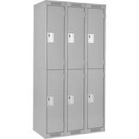 Clean Line Lockers, 2 -tier, Bank of 3, 36" x 18" x 72", Steel, Grey, Rivet (Assembled) Action Paper