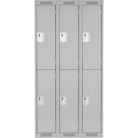 Clean Line Lockers, 2 -tier, Bank of 3, 36" x 18" x 72", Steel, Grey, Rivet (Assembled) Action Paper