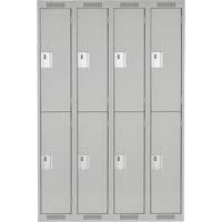 Clean Line Lockers, 2 -tier, Bank of 4, 48" x 18" x 72", Steel, Grey, Rivet (Assembled) Action Paper