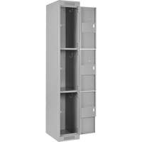 Clean Line Lockers, 3 -tier, Bank of 4, 48" x 18" x 72", Steel, Grey, Rivet (Assembled) Action Paper