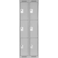 Clean Line Lockers, 3 -tier, Bank of 2, 24" x 18" x 72", Steel, Grey, Rivet (Assembled) Action Paper
