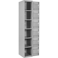Clean Line Lockerettes, 6 -tier, Bank of 4, 48" x 18" x 72", Steel, Grey, Rivet (Assembled) Action Paper