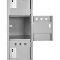 Clean Line Lockerette , 6 -tier, Bank of 4, 48" x 18" x 82", Steel, Beige, Rivet (Assembled) Action Paper