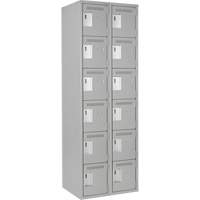 Clean Line Lockerettes, 6 -tier, Bank of 2, 24" x 18" x 72", Steel, Grey, Rivet (Assembled) Action Paper