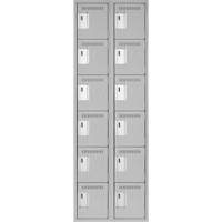 Clean Line Lockerettes, 6 -tier, Bank of 2, 24" x 18" x 72", Steel, Grey, Rivet (Assembled) Action Paper
