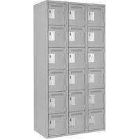 Clean Line Lockerettes, 6 -tier, Bank of 3, 36" x 18" x 72", Steel, Grey, Rivet (Assembled) Action Paper