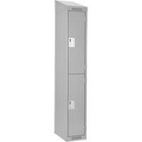 Clean Line Lockers, 2 -tier, 12" x 18" x 78", Steel, Grey, Rivet (Assembled) Action Paper