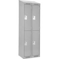 Clean Line Lockers, 2 -tier, Bank of 2, 24" x 18" x 78", Steel, Grey, Rivet (Assembled) Action Paper