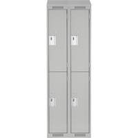 Clean Line Lockers, 2 -tier, Bank of 2, 24" x 18" x 78", Steel, Grey, Rivet (Assembled) Action Paper