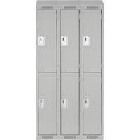 Clean Line Lockers, 2 -tier, Bank of 3, 36" x 18" x 78", Steel, Grey, Rivet (Assembled) Action Paper