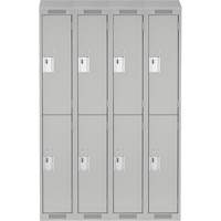 Clean Line Lockers, 2 -tier, Bank of 4, 48" x 18" x 78", Steel, Grey, Rivet (Assembled) Action Paper