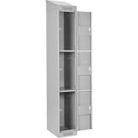 Clean Line Lockers, 3 -tier, Bank of 4, 48" x 18" x 78", Steel, Grey, Rivet (Assembled) Action Paper