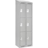 Clean Line Lockers, 3 -tier, Bank of 2, 24" x 18" x 78", Steel, Grey, Rivet (Assembled) Action Paper