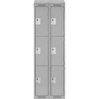 Clean Line Lockers, 3 -tier, Bank of 2, 24" x 18" x 78", Steel, Grey, Rivet (Assembled) Action Paper