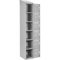 Clean Line Lockerette , 6 -tier, Bank of 4, 48" x 18" x 78", Steel, Grey, Rivet (Assembled) Action Paper