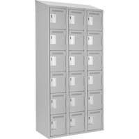 Clean Line Lockerette , 6 -tier, Bank of 3, 36" x 18" x 78", Steel, Grey, Rivet (Assembled) Action Paper