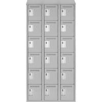Clean Line Lockerette , 6 -tier, Bank of 3, 36" x 18" x 78", Steel, Grey, Rivet (Assembled) Action Paper