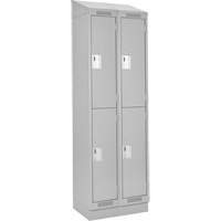 Clean Line Lockers, 2 -tier, Bank of 2, 24" x 18" x 82", Steel, Grey, Rivet (Assembled) Action Paper