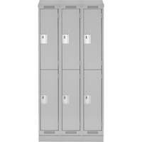 Clean Line Lockers, 2 -tier, Bank of 3, 36" x 18" x 82", Steel, Grey, Rivet (Assembled) Action Paper