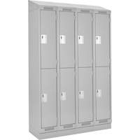 Clean Line Lockers, 2 -tier, Bank of 4, 48" x 18" x 82", Steel, Grey, Rivet (Assembled) Action Paper