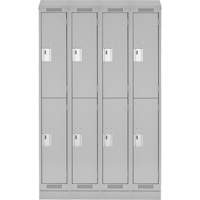 Clean Line Lockers, 2 -tier, Bank of 4, 48" x 18" x 82", Steel, Grey, Rivet (Assembled) Action Paper