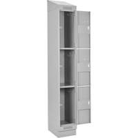 Clean Line Lockers, 3 -tier, Bank of 4, 48" x 18" x 82", Steel, Grey, Rivet (Assembled) Action Paper