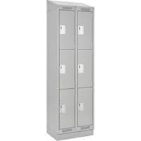 Clean Line Lockers, 3 -tier, Bank of 2, 24" x 18" x 82", Steel, Grey, Rivet (Assembled) Action Paper