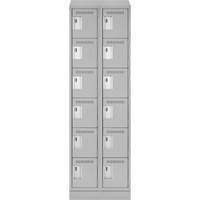 Clean Line Lockerette, 6 -tier, Bank of 2, 24" x 18" x 82", Steel, Grey, Rivet (Assembled) Action Paper