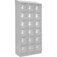 Clean Line Lockerette, 6 -tier, Bank of 3, 36" x 18" x 82", Steel, Grey, Rivet (Assembled) Action Paper